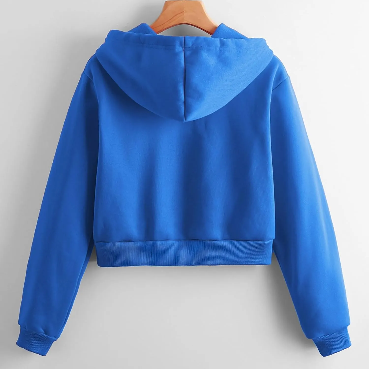 Women Cropped Hoodie Trendy Full Zip up Sweatshirt Long Sleeve Drawstring Hooded Crop Jacket Top Workout Sportwear