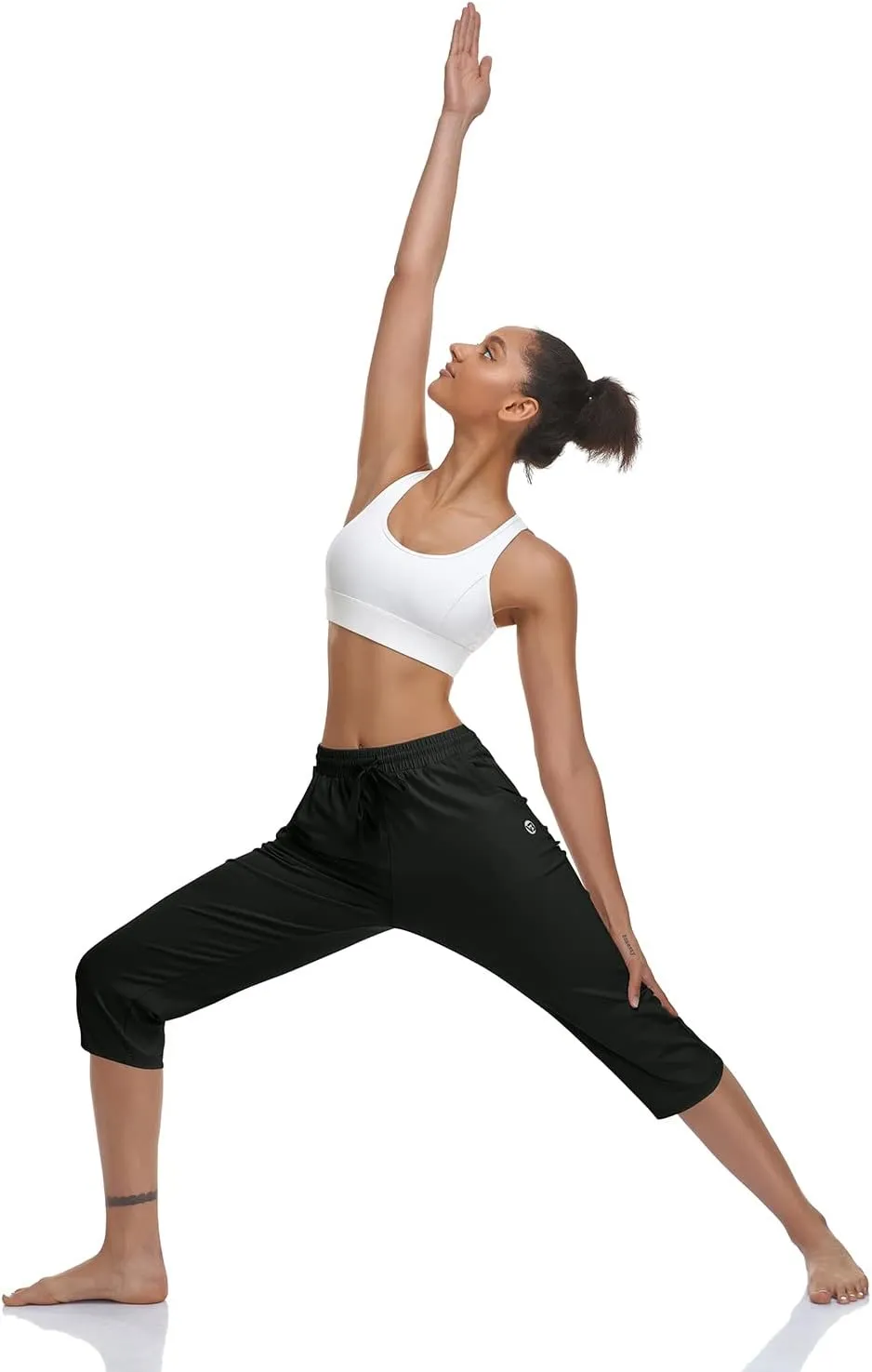 Women's Capri Pants Cotton Jersey Yoga Capris Drawstring Joggers Workout Sweatpants Loose Lounge Crop Pants Pockets