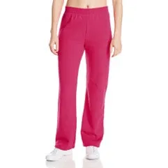 Womens Hanes Fleece Sweat Pants Loose Fit Open Leg Elastic Band Cozy Warm Jogger