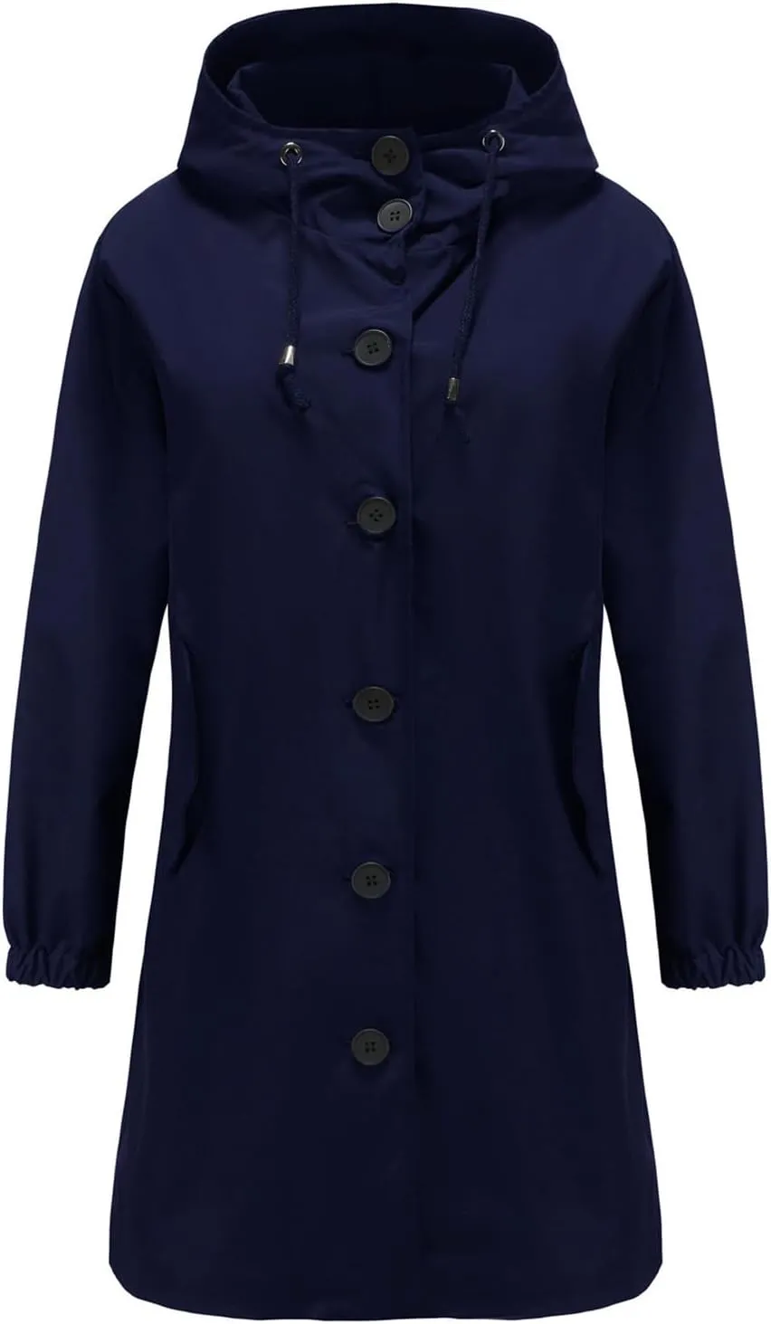 Womens Long Rain Jacket Lightweight Hooded Trench Coat Waterproof Loose Windbreaker Jacket for Outdoor Hiking Travel