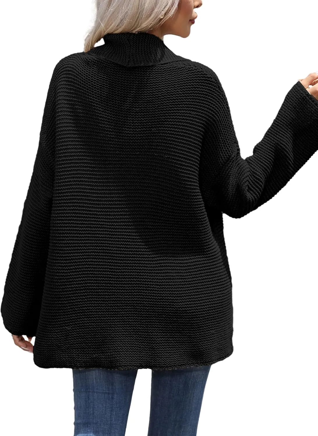 Womens Open Front Cardigan Long Sleeve Shrugs Loose Casual Solid Belted Knit Draped Sweater Outwear