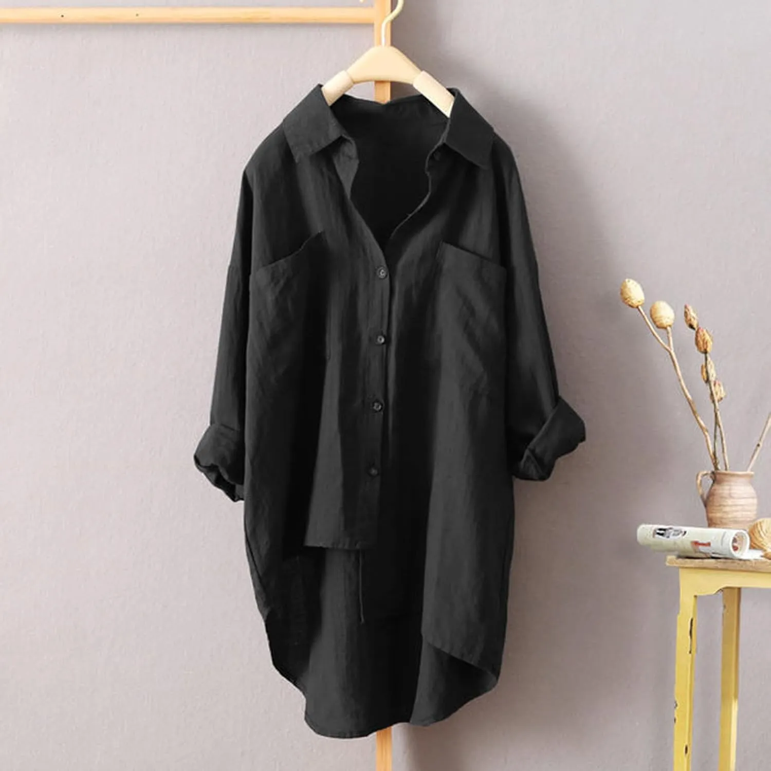 YUTANRAL Long Sleeve Shirts for Women Trendy Plaid Printed Button Down Shirts Plus Size Tops Casual Jackets Fall Clothes 2024