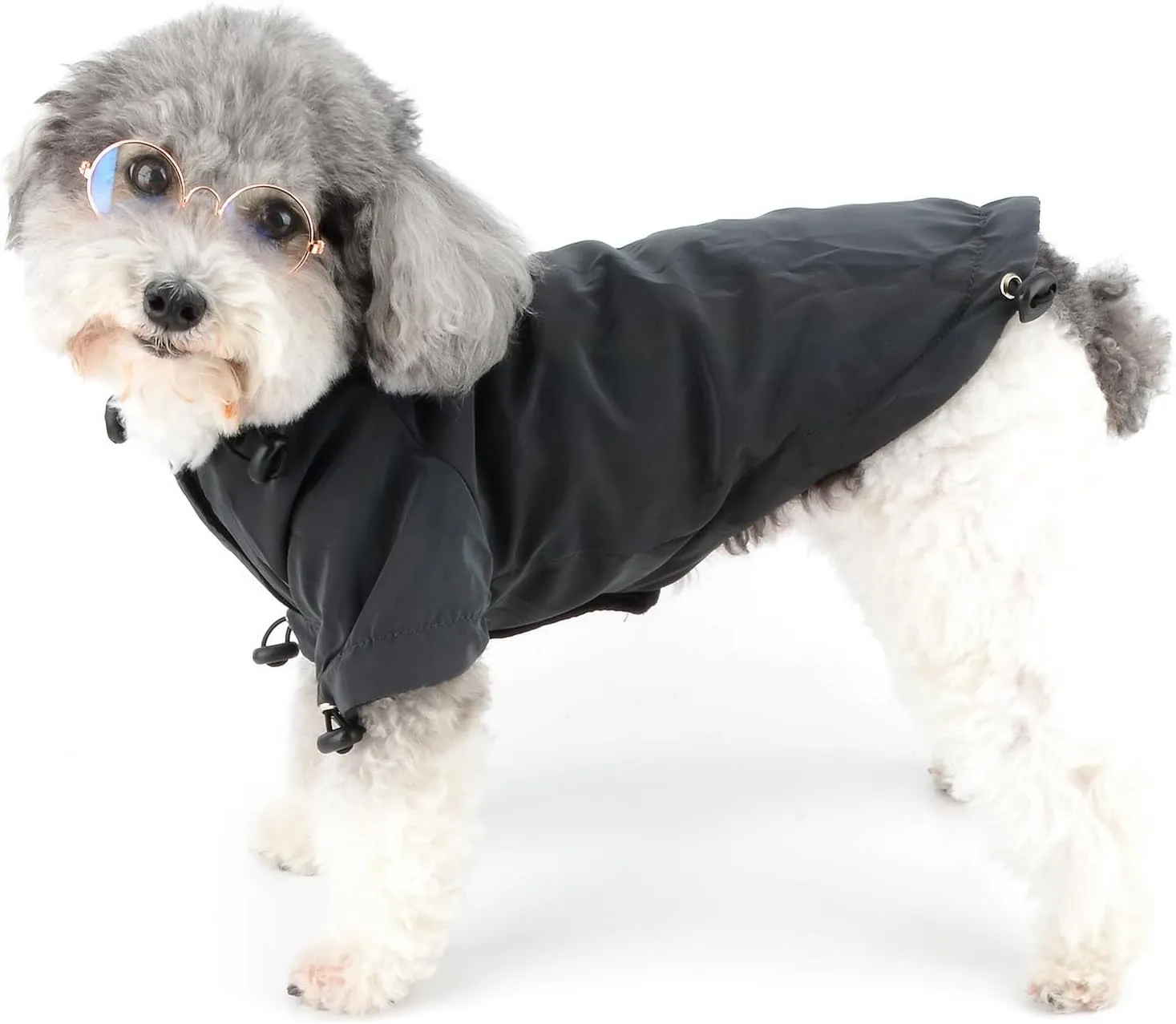 Zunea Holographic Waterproof Dog Jacket Coats for Small Dogs Winter Warm Fleece Hoodie Rain Coat Rainbow Reflective Puppy Clothes Drawstring Thermal Windbreakers Cold Weather Pet Chihuahua Apparel XXL